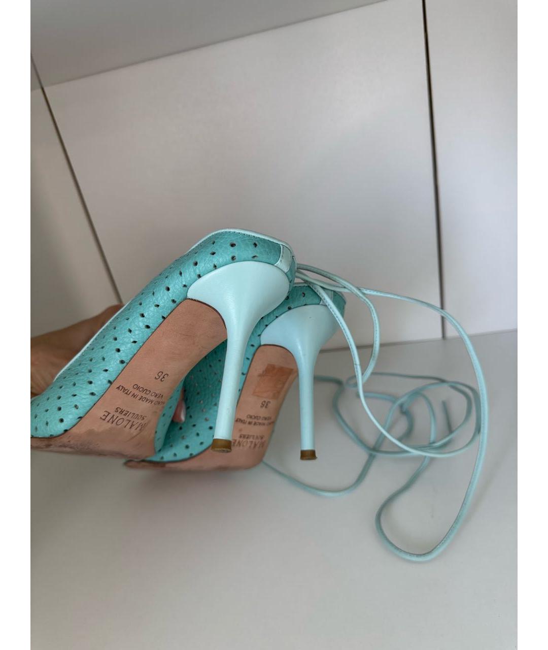 MALONE SOULIERS Бирюзовые кожаные босоножки, фото 6