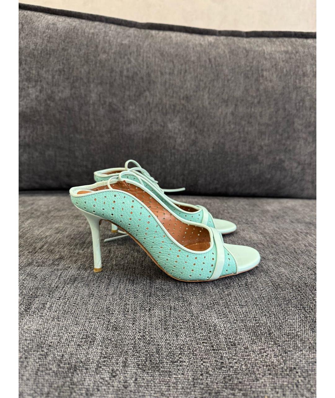 MALONE SOULIERS Бирюзовые кожаные босоножки, фото 8