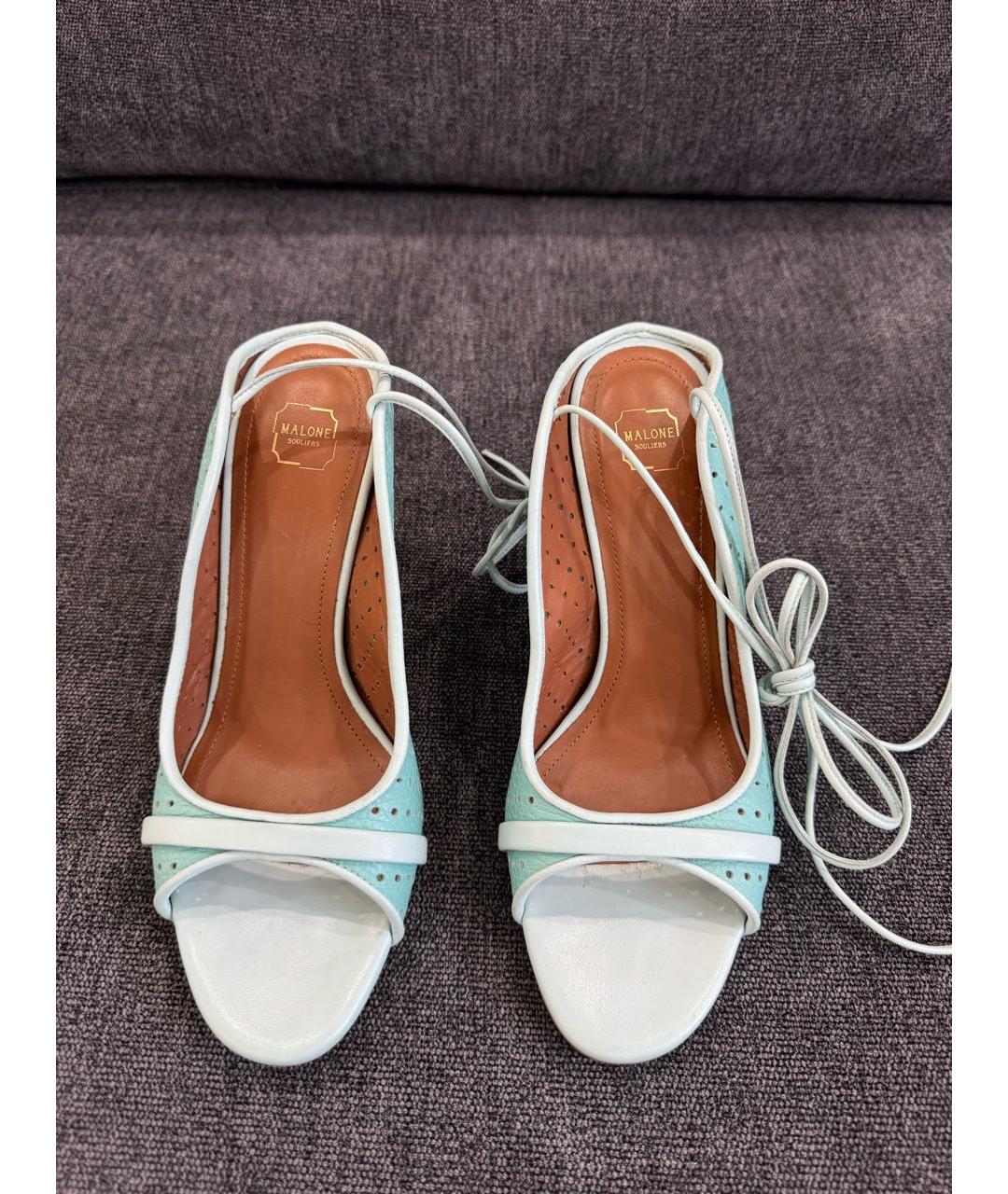 MALONE SOULIERS Бирюзовые кожаные босоножки, фото 2