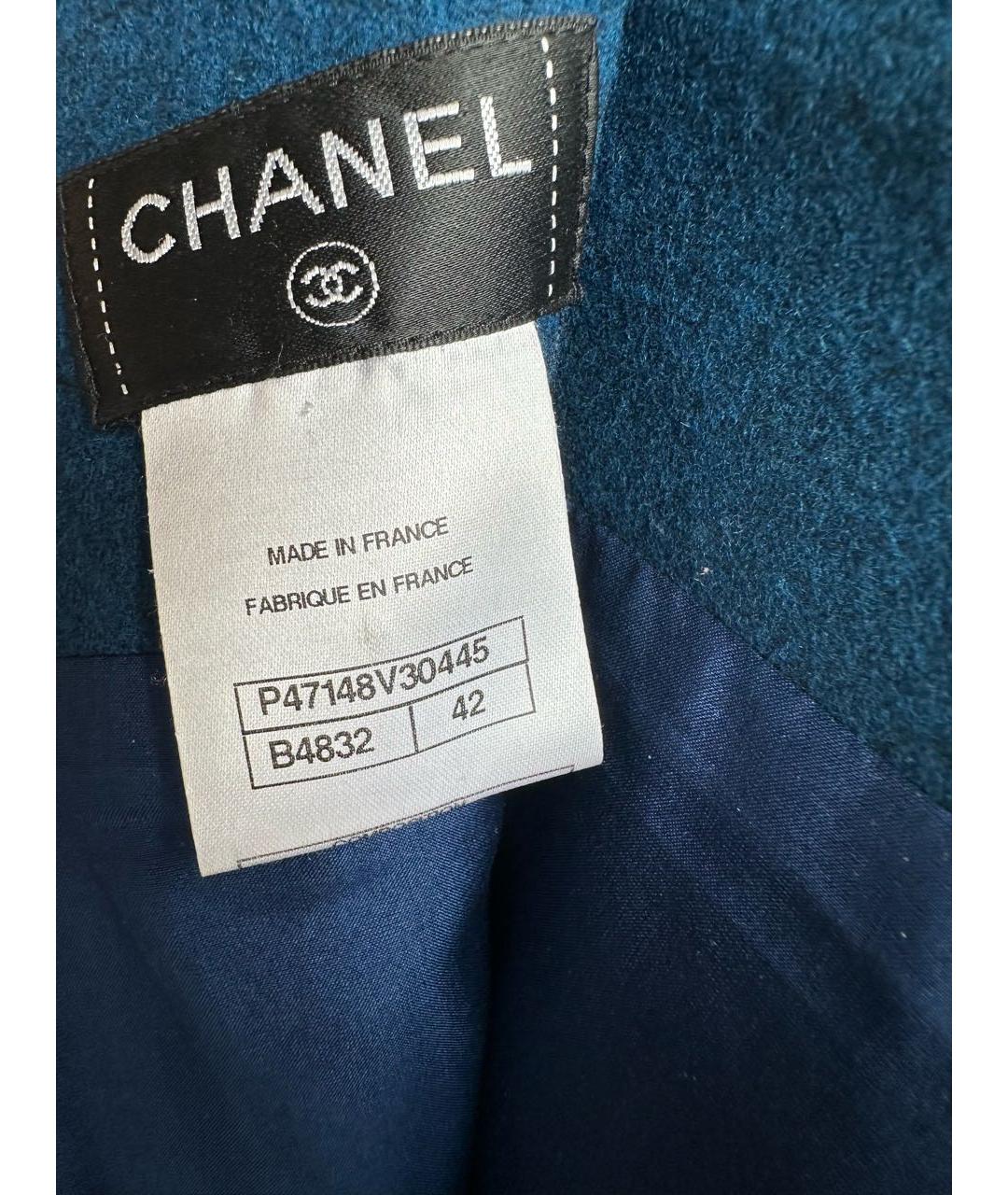 CHANEL Синяя шерстяная юбка миди, фото 3