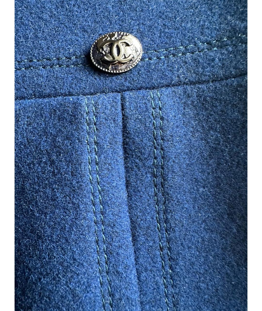 CHANEL Синяя шерстяная юбка миди, фото 4