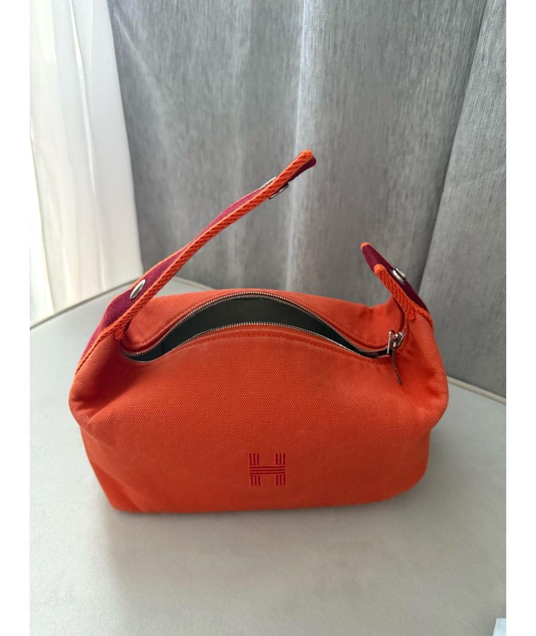 HERMES Оранжевая тканевая косметичка, фото 5