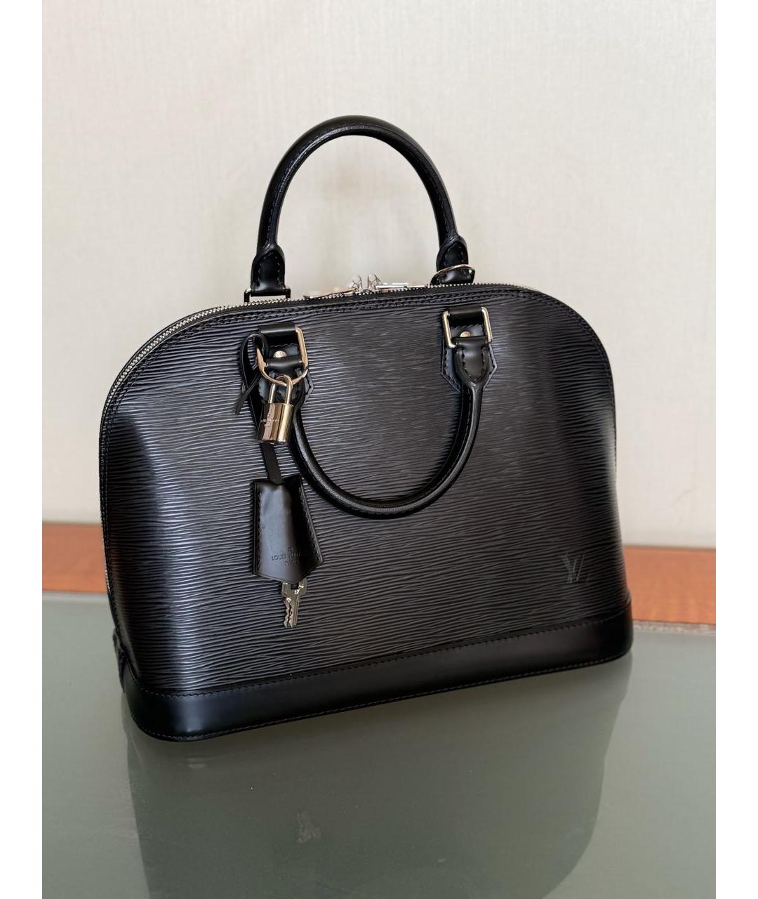 LOUIS VUITTON Черная кожаная сумка с короткими ручками, фото 2