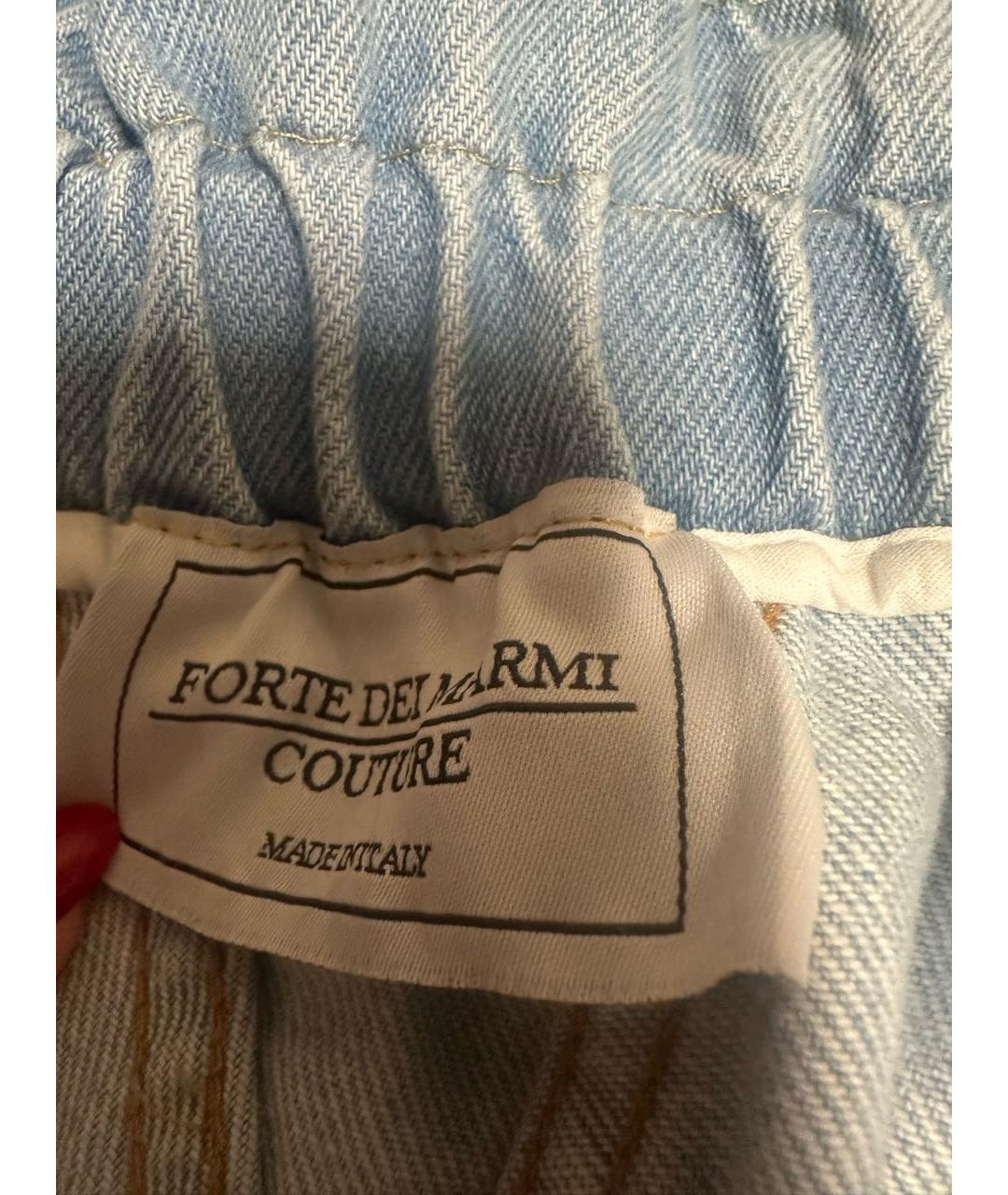 FORTE COUTURE Голубые хлопковые прямые джинсы, фото 3