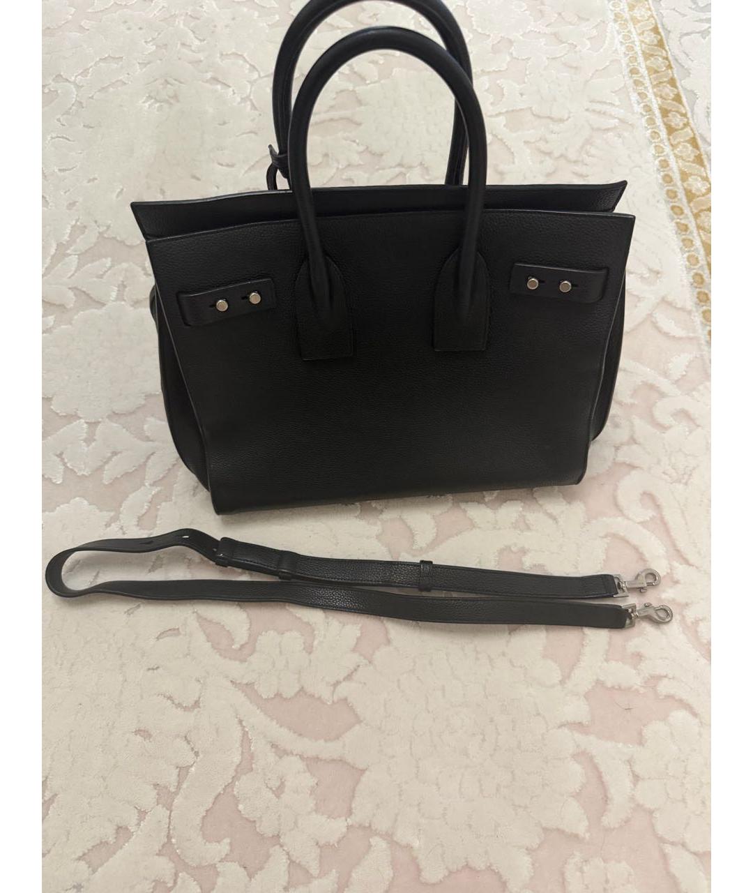 SAINT LAURENT Черная кожаная сумка тоут, фото 2