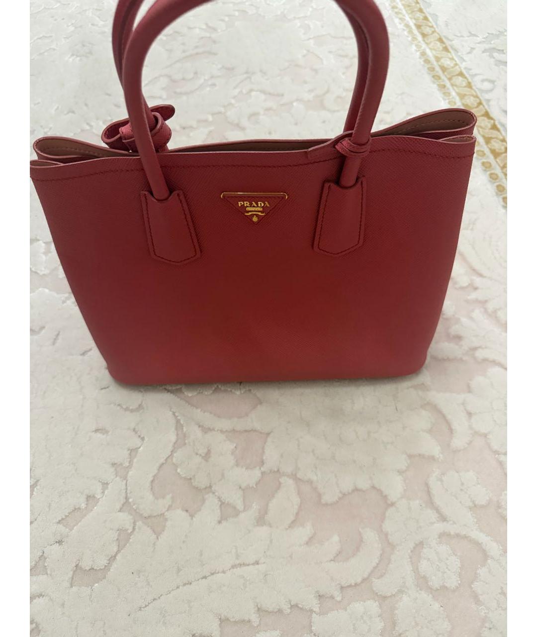 PRADA Розовая кожаная сумка с короткими ручками, фото 4