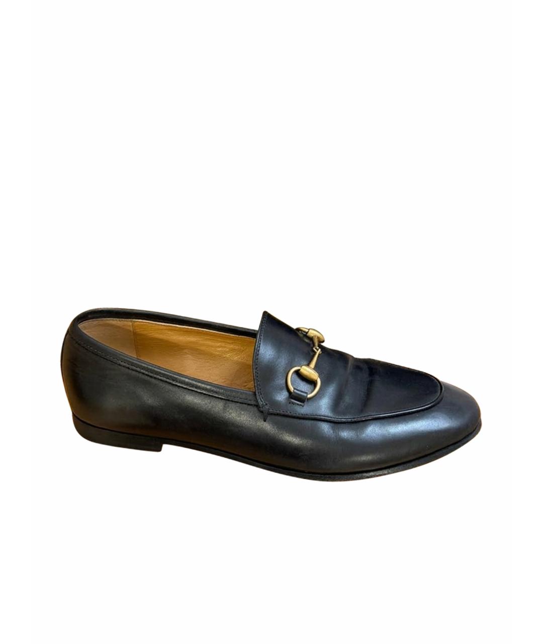 GUCCI Черные кожаные лоферы, фото 1