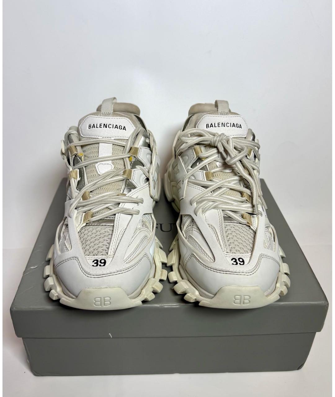 BALENCIAGA Белые кожаные кроссовки, фото 2