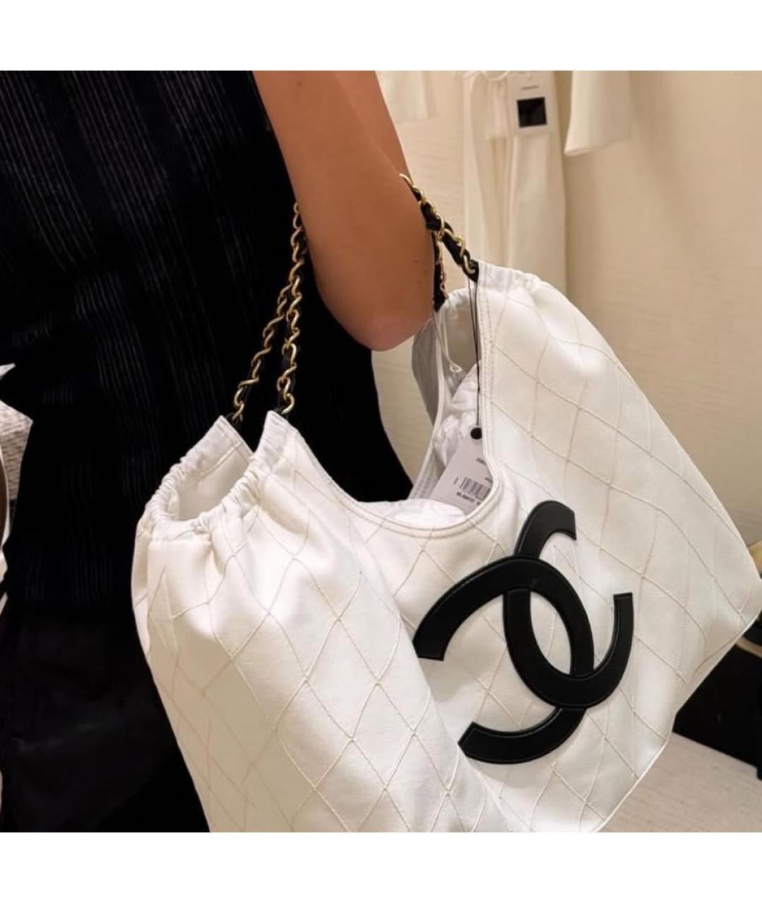 CHANEL Белая деним сумка тоут, фото 6