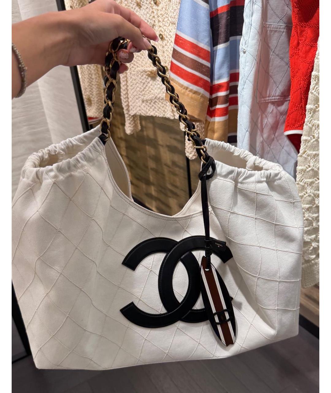 CHANEL Белая деним сумка тоут, фото 3