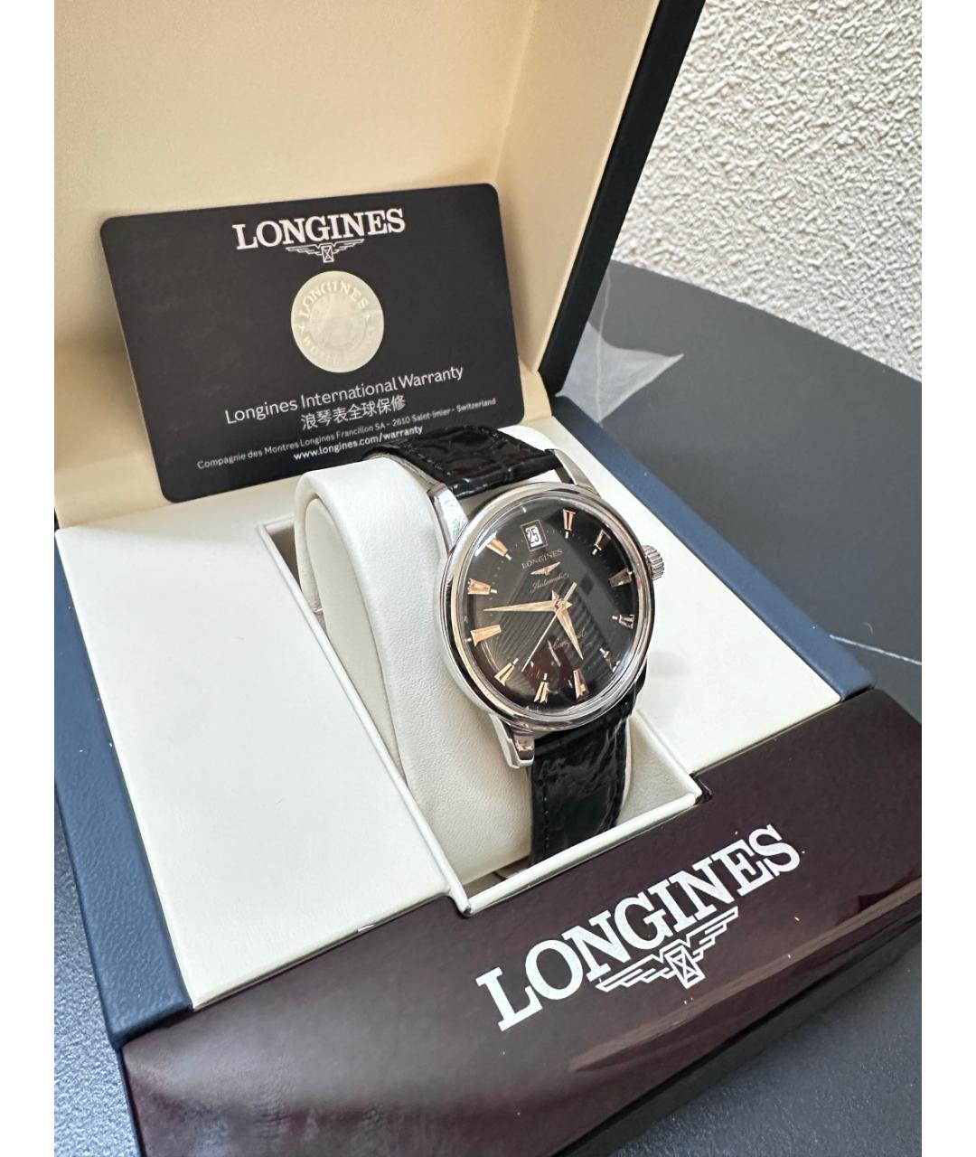 LONGINES Черные металлические часы, фото 4
