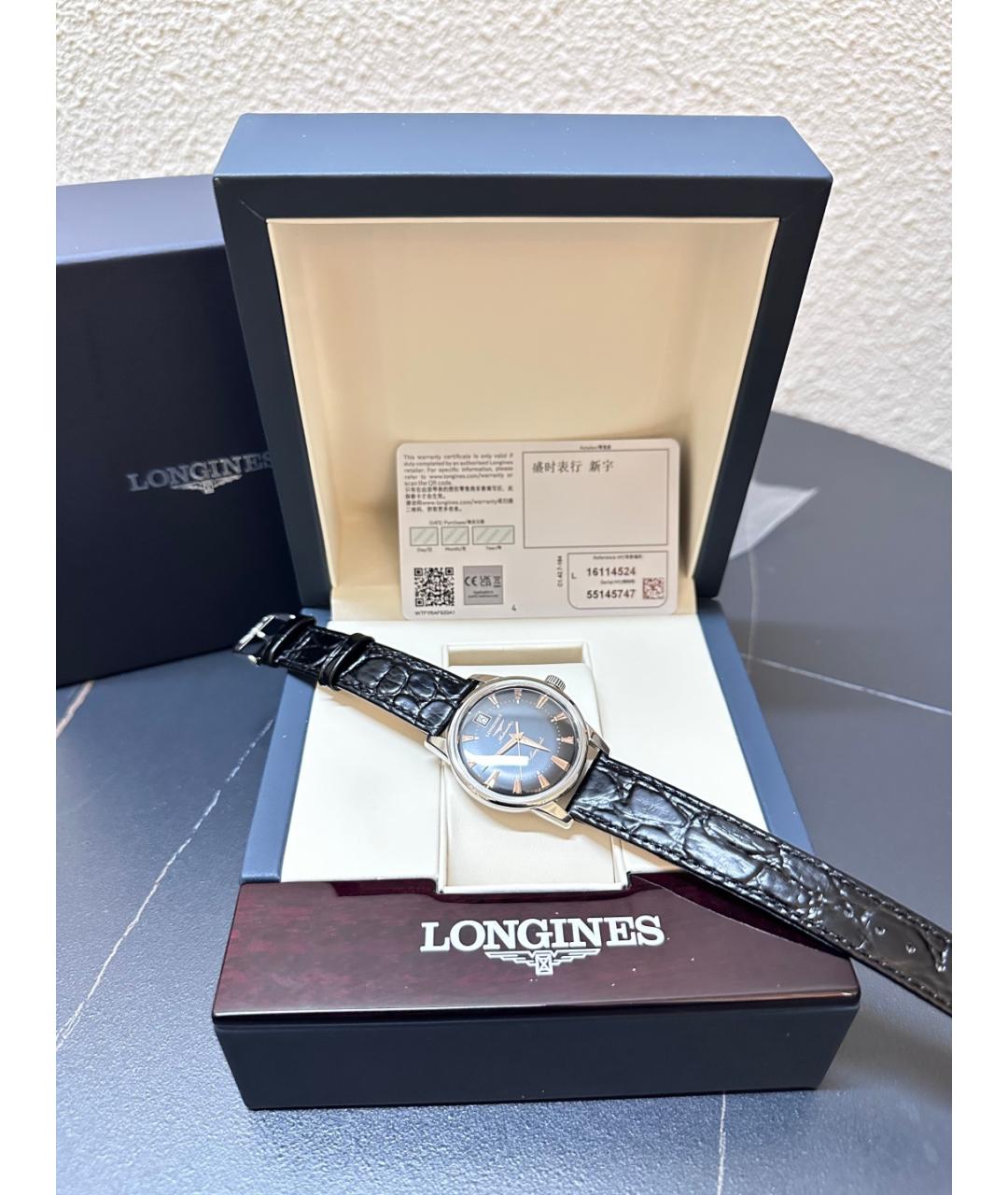 LONGINES Черные металлические часы, фото 3