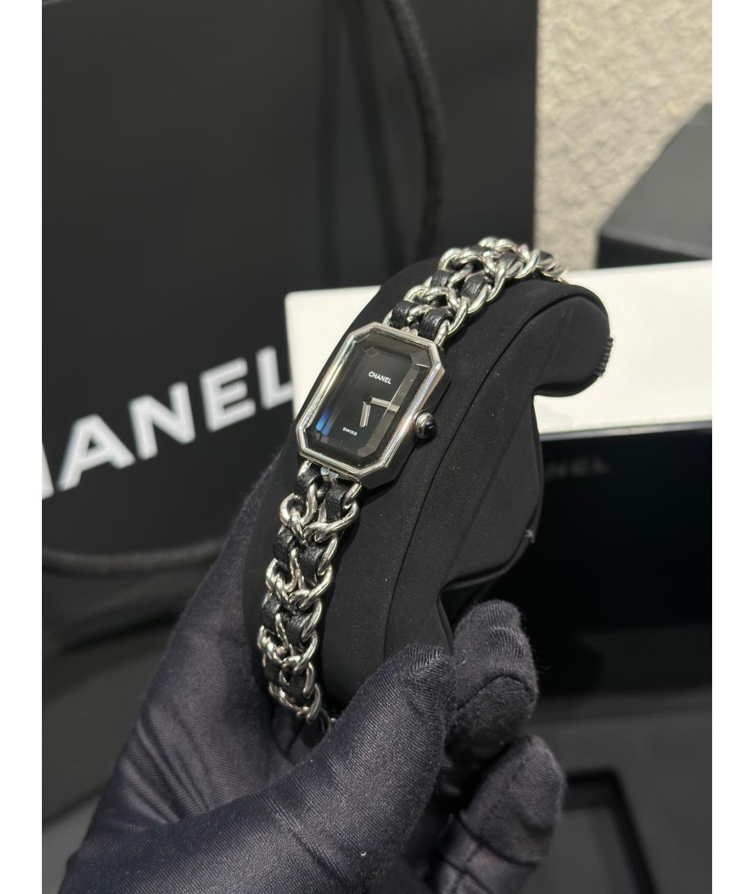 CHANEL Черные металлические часы, фото 4