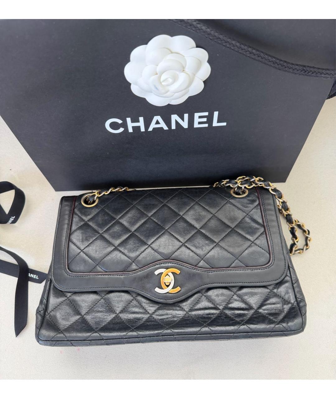 CHANEL Черная кожаная сумка через плечо, фото 4