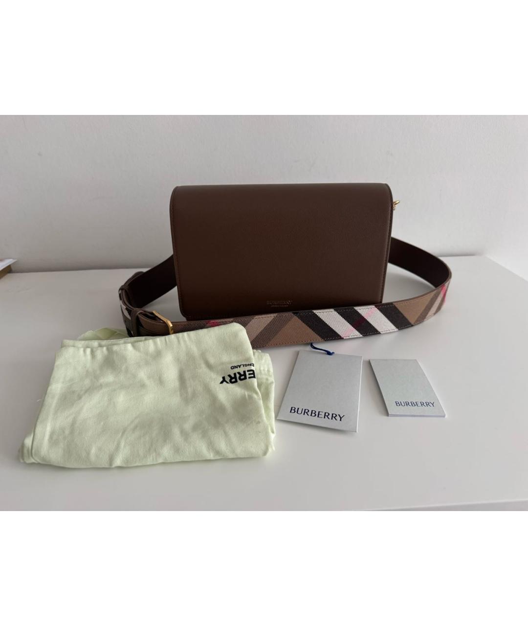 BURBERRY Коричневая кожаная сумка через плечо, фото 2