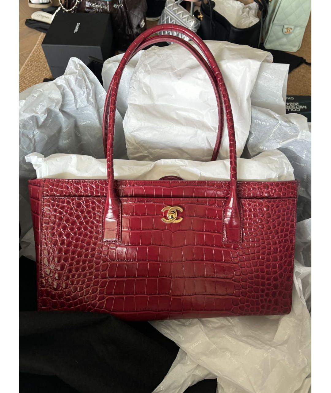 CHANEL Бордовая кожаная сумка тоут, фото 2