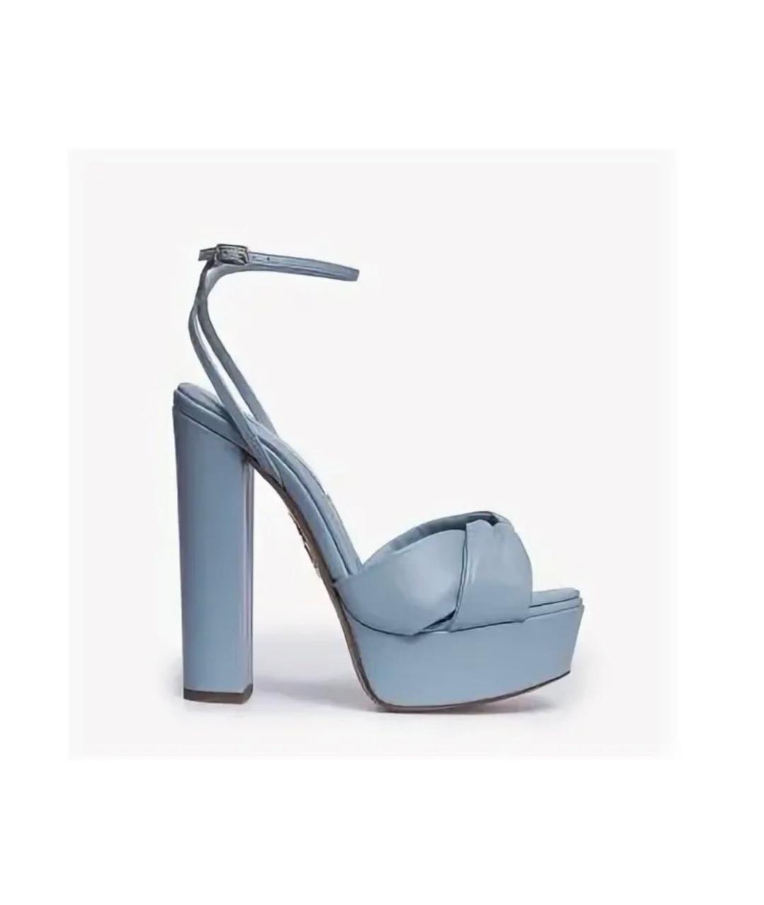 AQUAZZURA Голубые кожаные босоножки, фото 5
