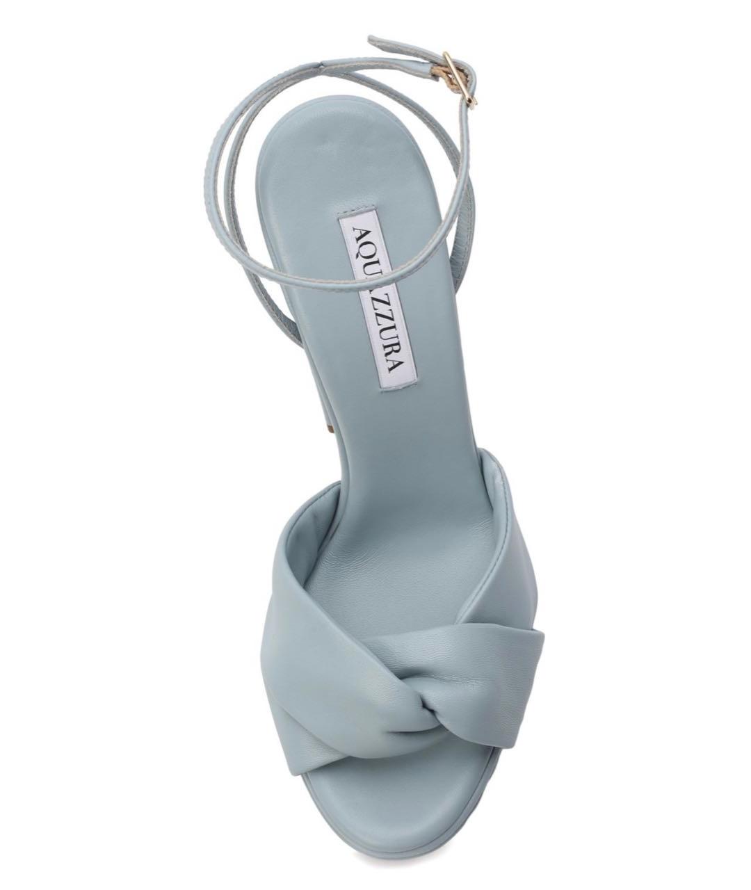 AQUAZZURA Голубые кожаные босоножки, фото 3