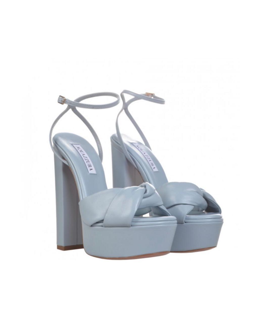 AQUAZZURA Голубые кожаные босоножки, фото 4
