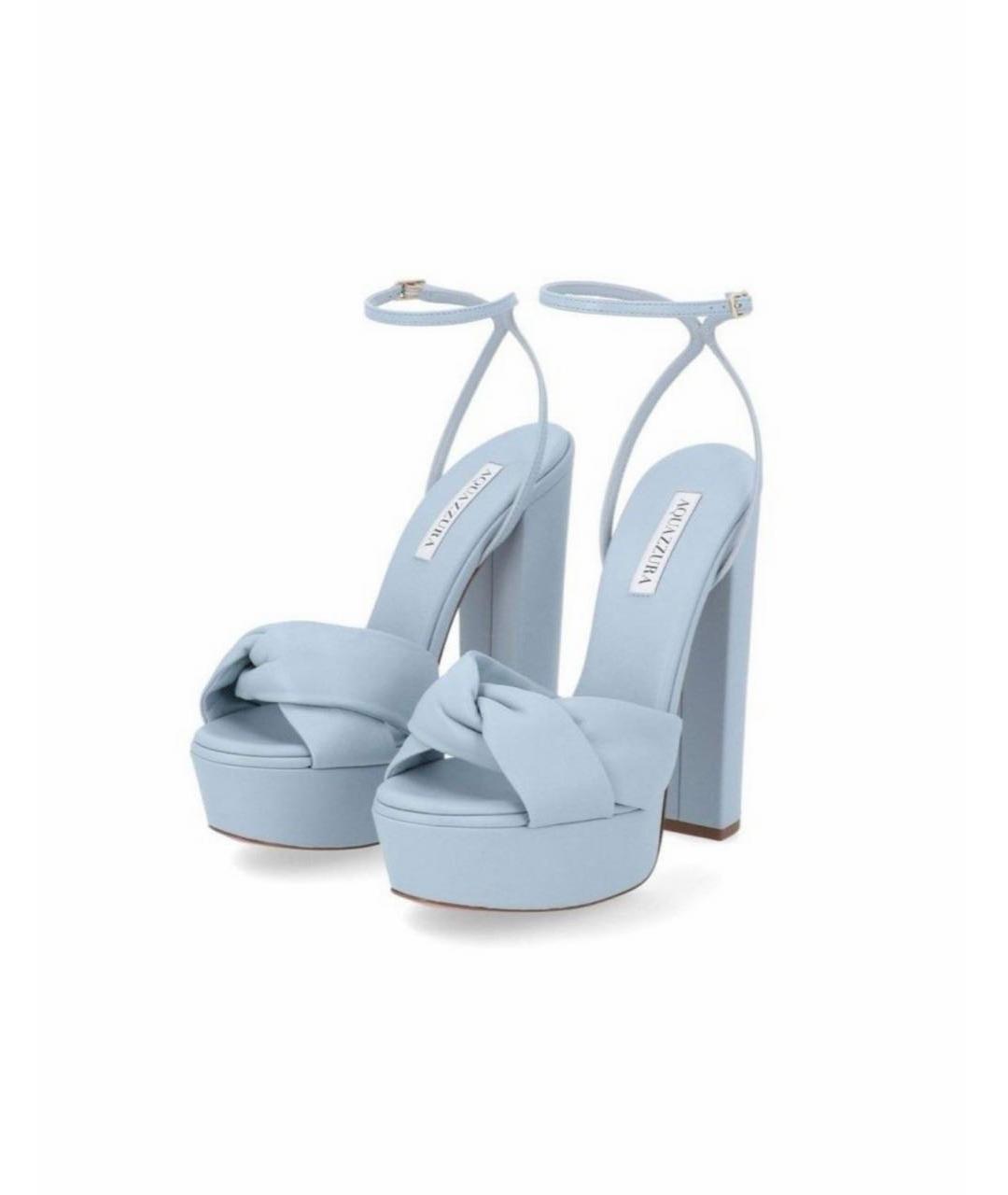 AQUAZZURA Голубые кожаные босоножки, фото 2