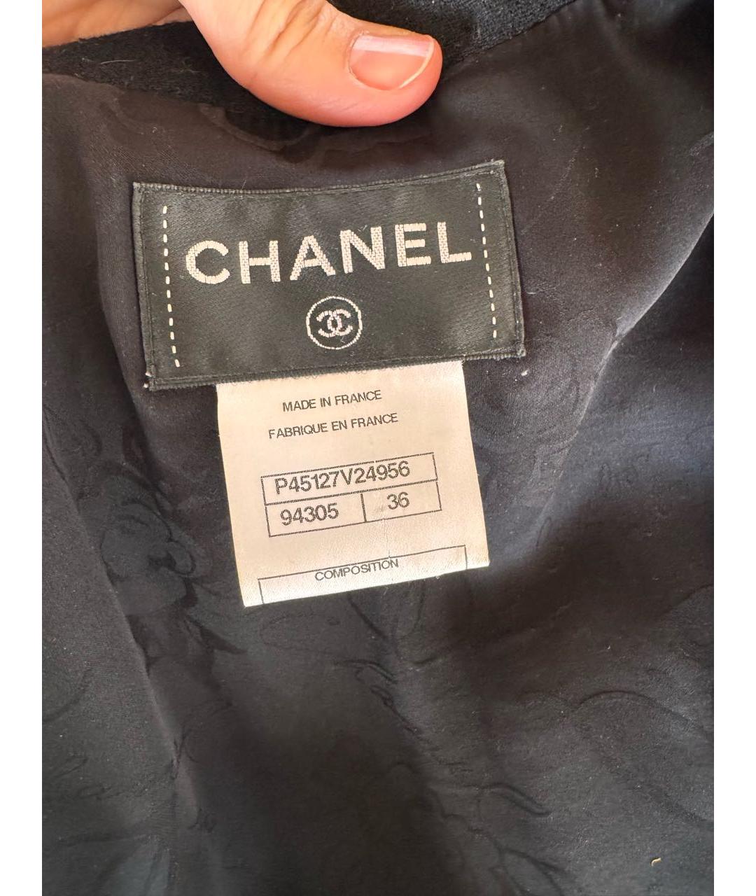 CHANEL Черное шерстяное повседневное платье, фото 4