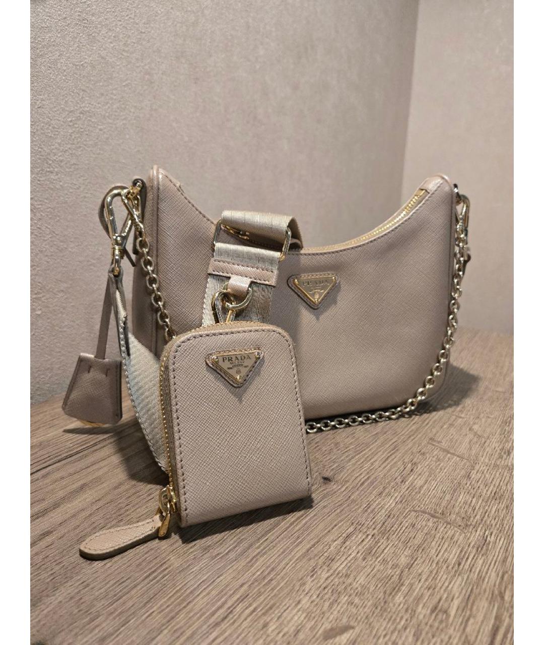 PRADA Бежевая кожаная сумка через плечо, фото 2