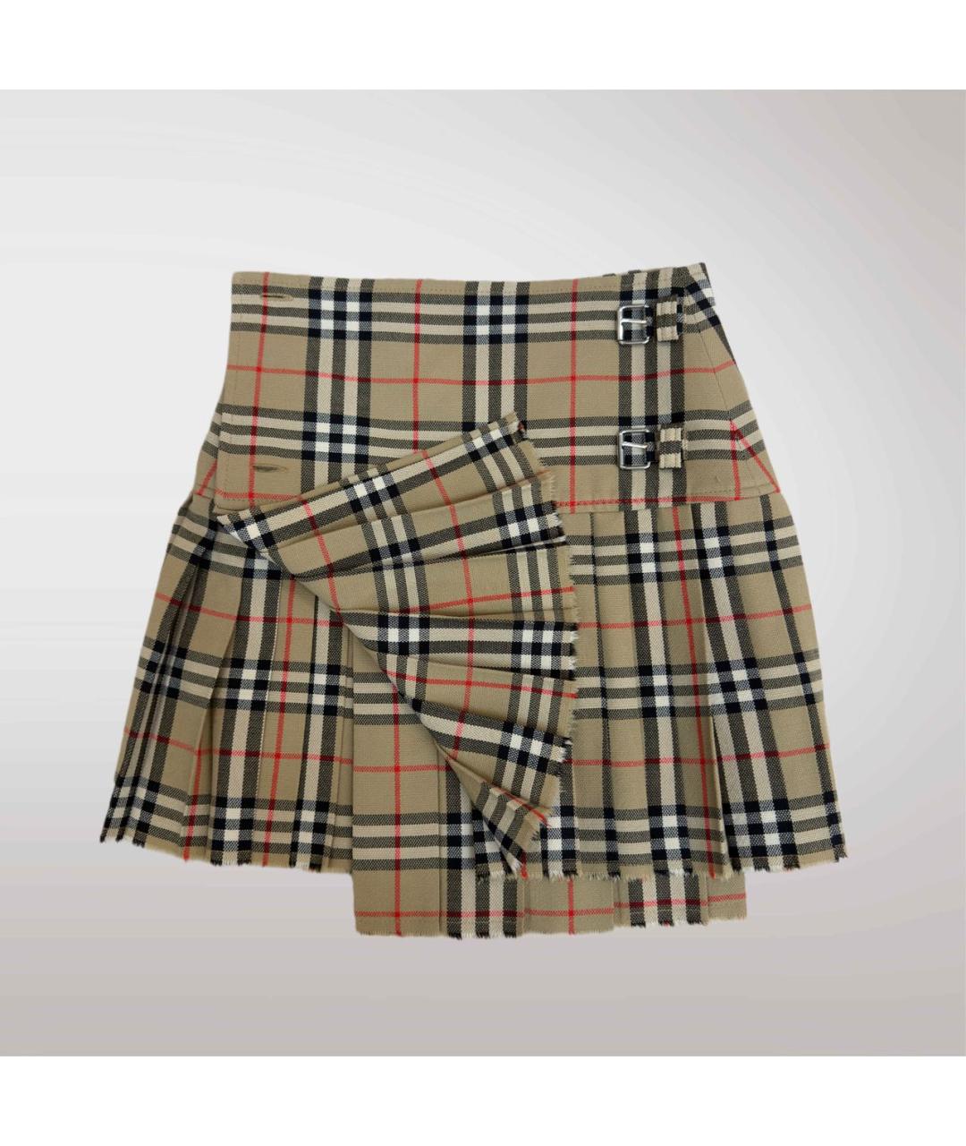 BURBERRY Коричневая хлопковая юбка мини, фото 5