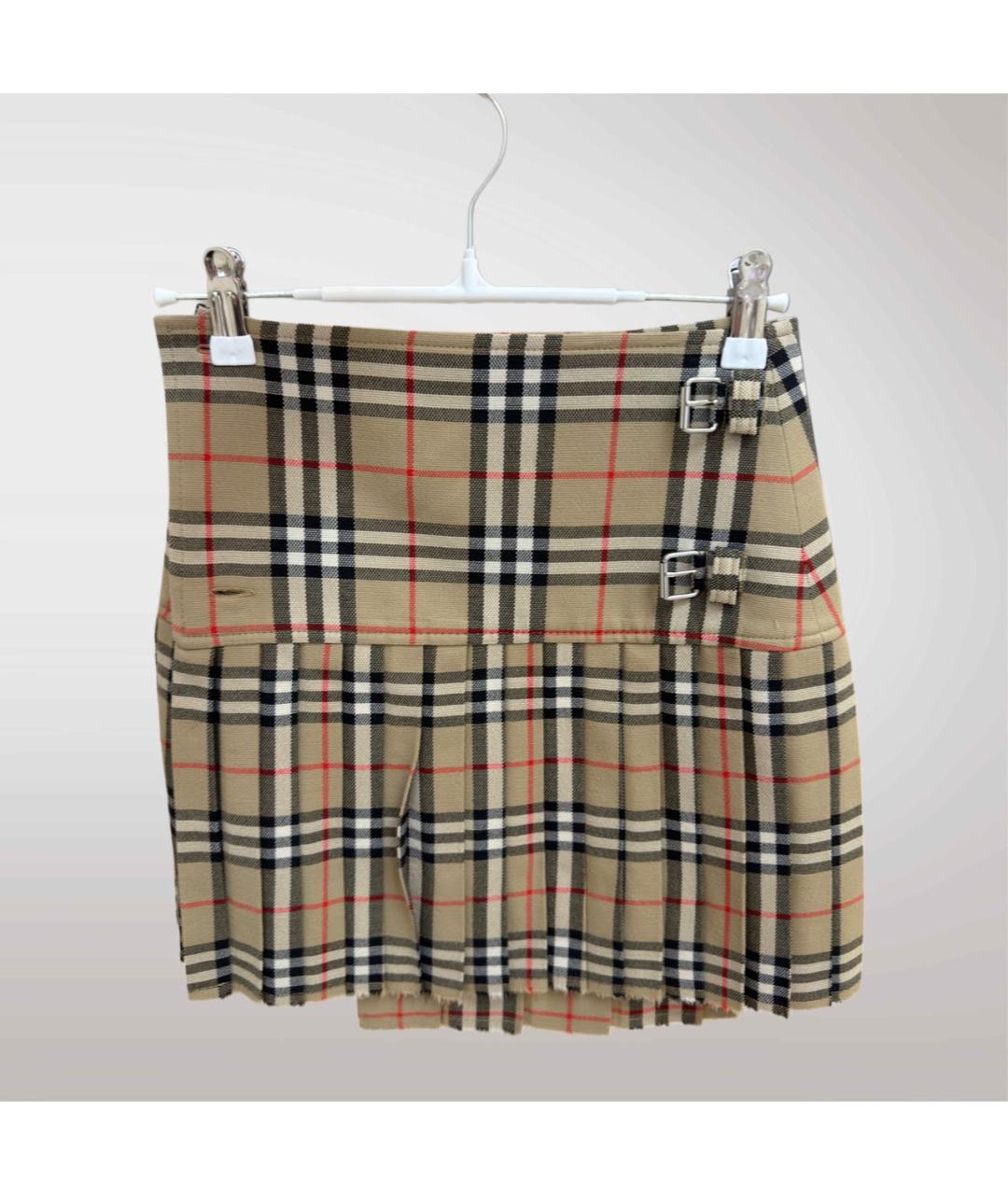 BURBERRY Коричневая хлопковая юбка мини, фото 2