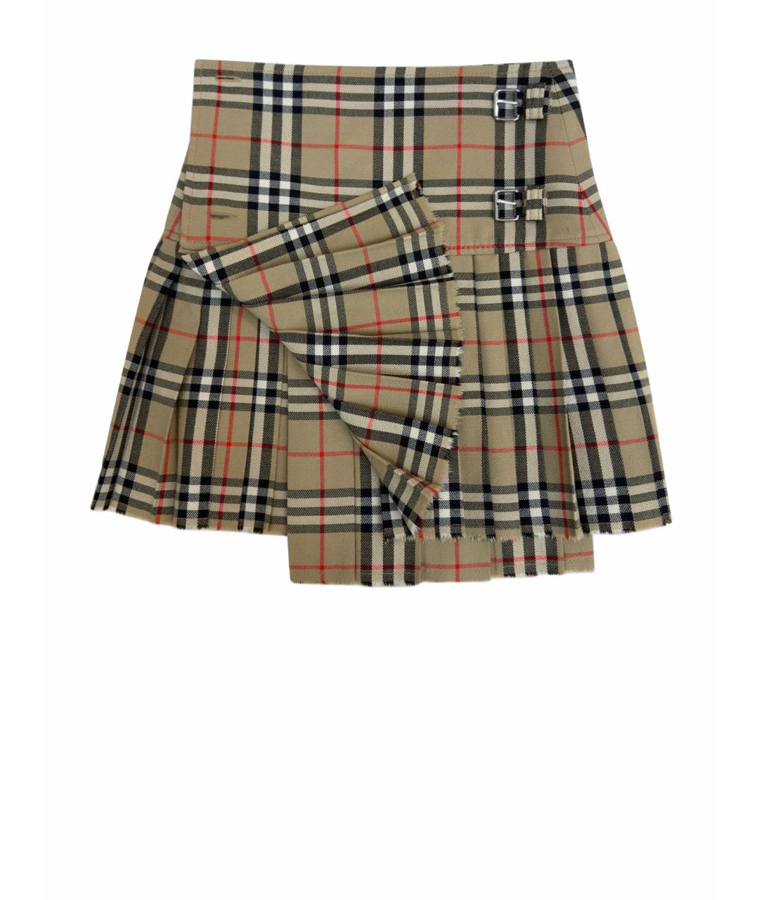 BURBERRY Коричневая хлопковая юбка мини, фото 1