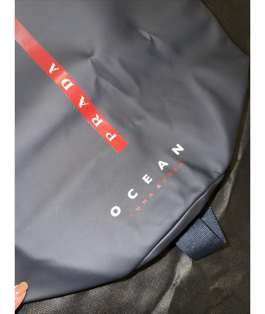 PRADA Темно-синий синтетический рюкзак, фото 5