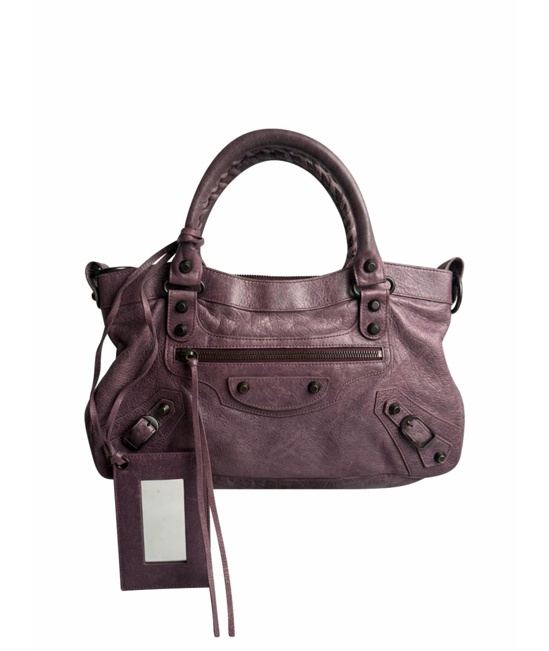 BALENCIAGA Фиолетовая кожаная сумка с короткими ручками, фото 1