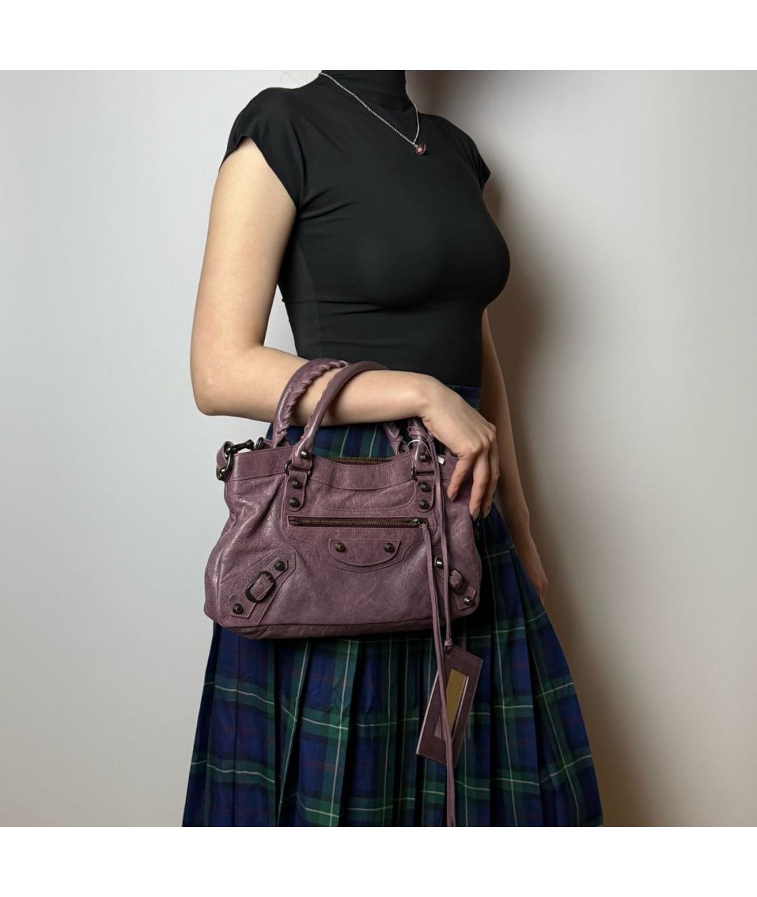 BALENCIAGA Фиолетовая кожаная сумка с короткими ручками, фото 8