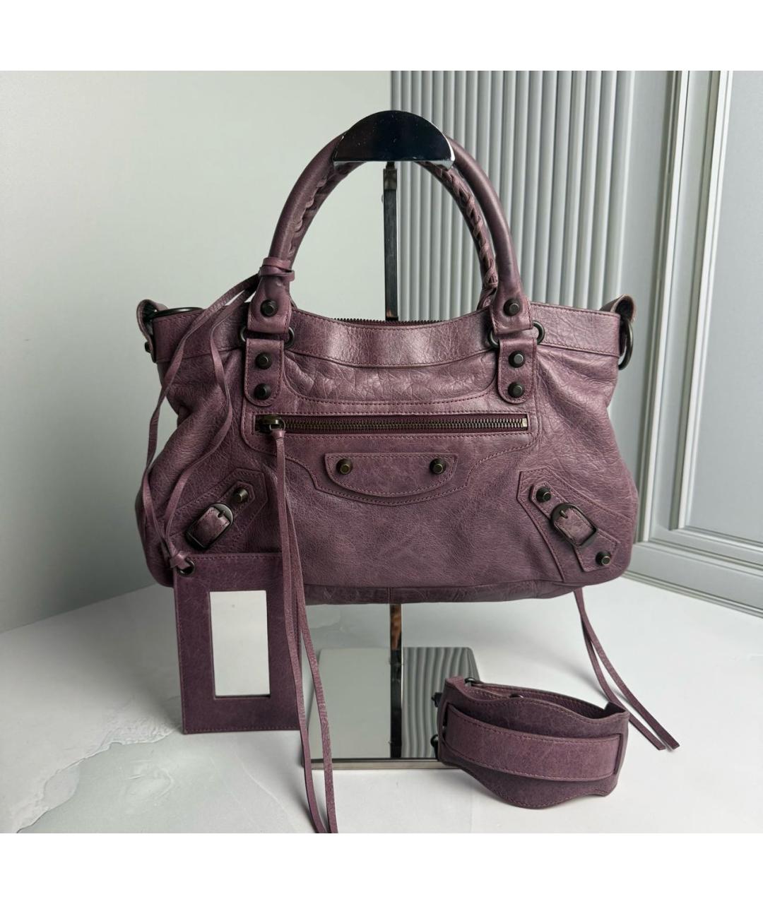 BALENCIAGA Фиолетовая кожаная сумка с короткими ручками, фото 9