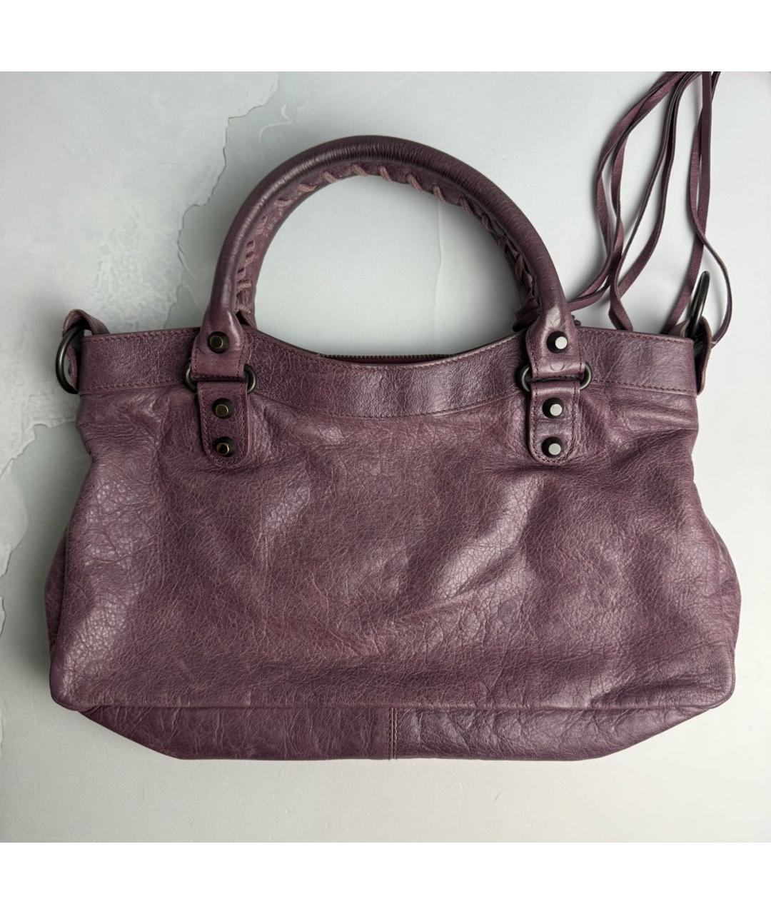 BALENCIAGA Фиолетовая кожаная сумка с короткими ручками, фото 3