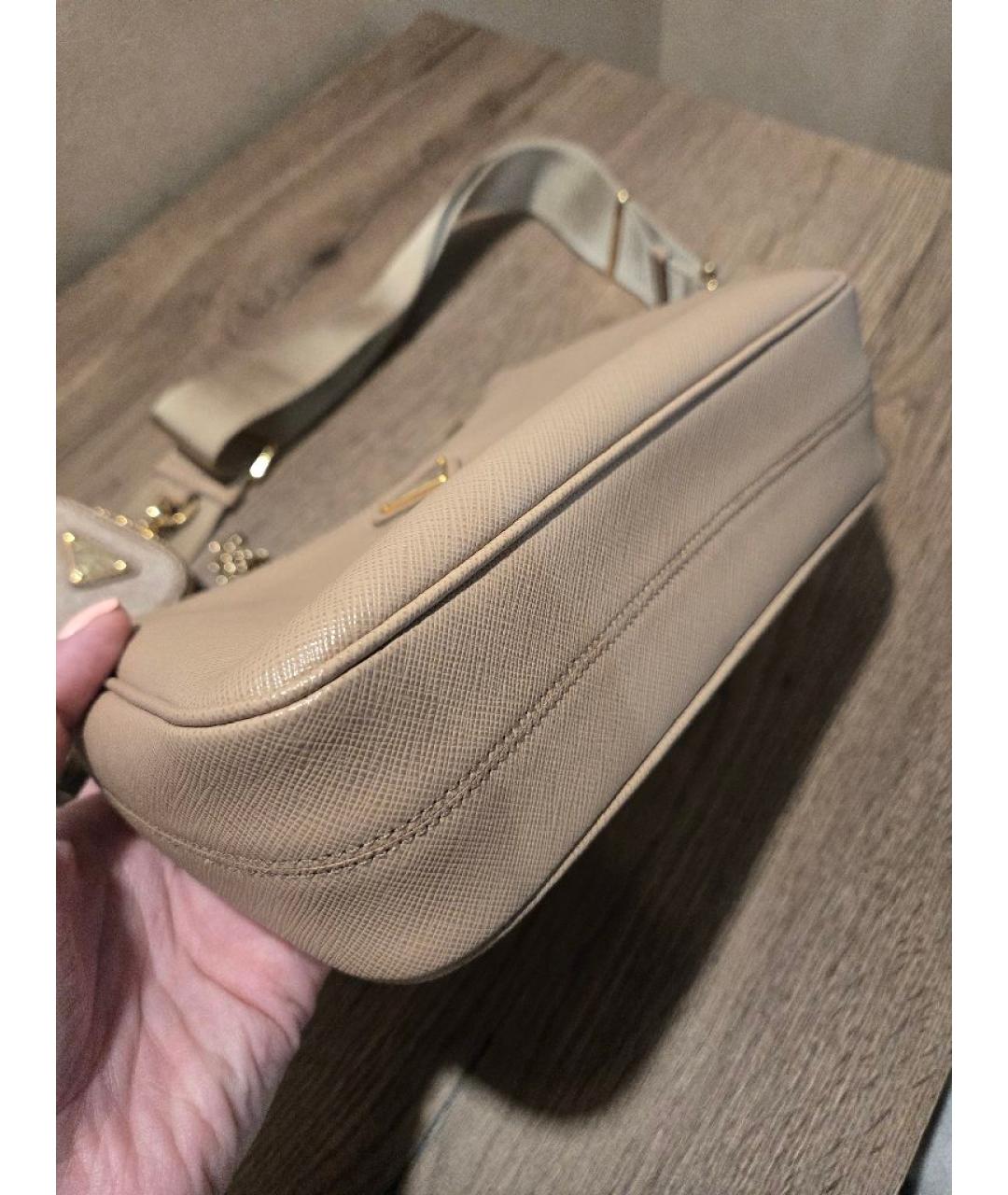PRADA Бежевая кожаная сумка через плечо, фото 5