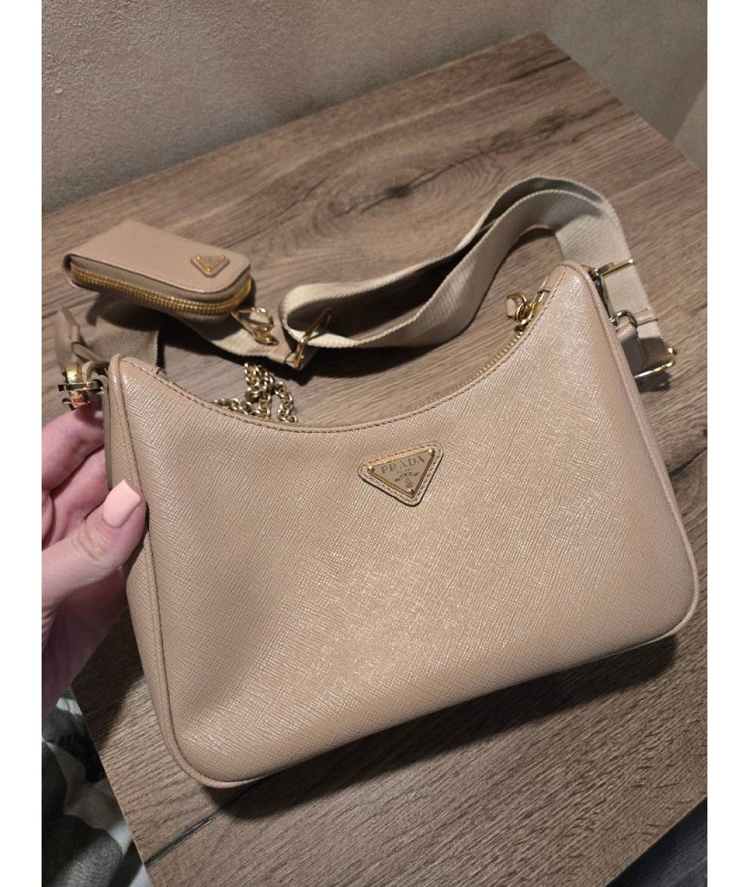 PRADA Бежевая кожаная сумка через плечо, фото 3