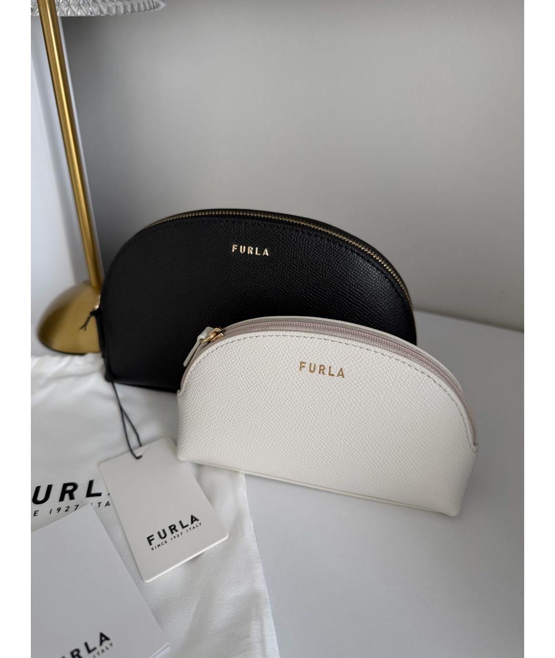 FURLA Черная кожаная косметичка, фото 2