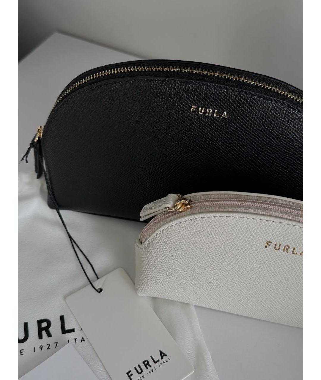FURLA Черная кожаная косметичка, фото 3