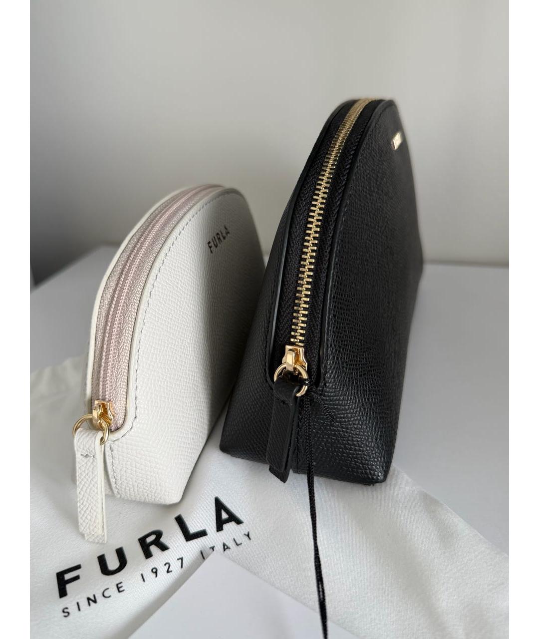 FURLA Черная кожаная косметичка, фото 4