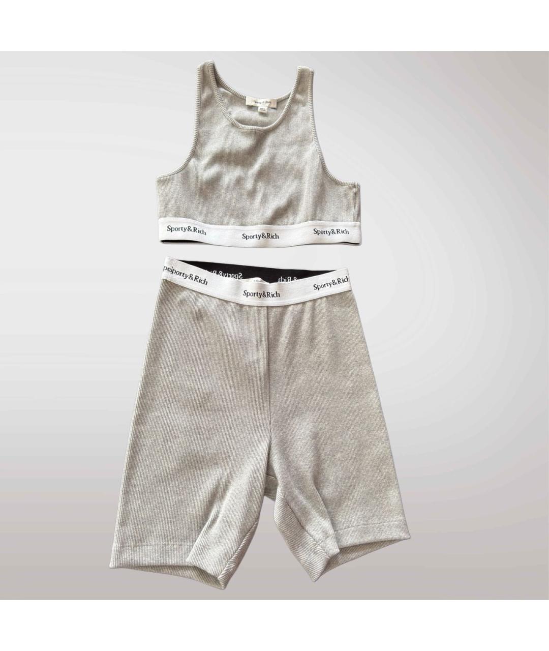 SPORTY AND RICH Серый хлопко-эластановый спортивные костюмы, фото 5