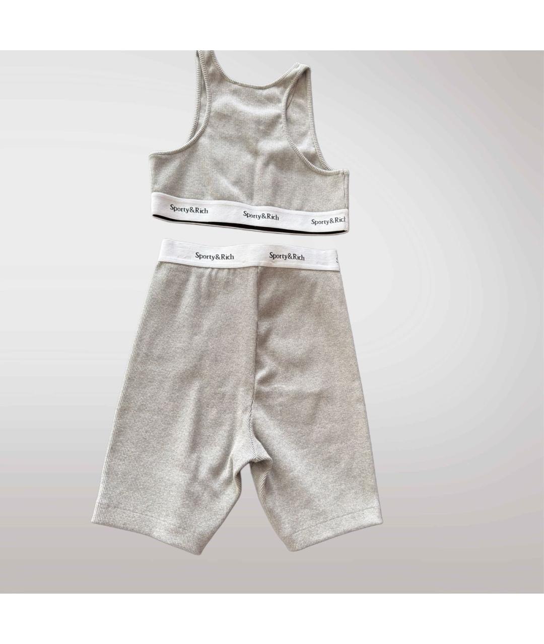SPORTY AND RICH Серый хлопко-эластановый спортивные костюмы, фото 2