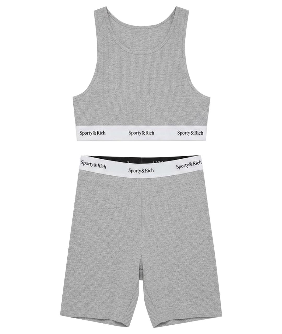 SPORTY AND RICH Серый хлопко-эластановый спортивные костюмы, фото 1