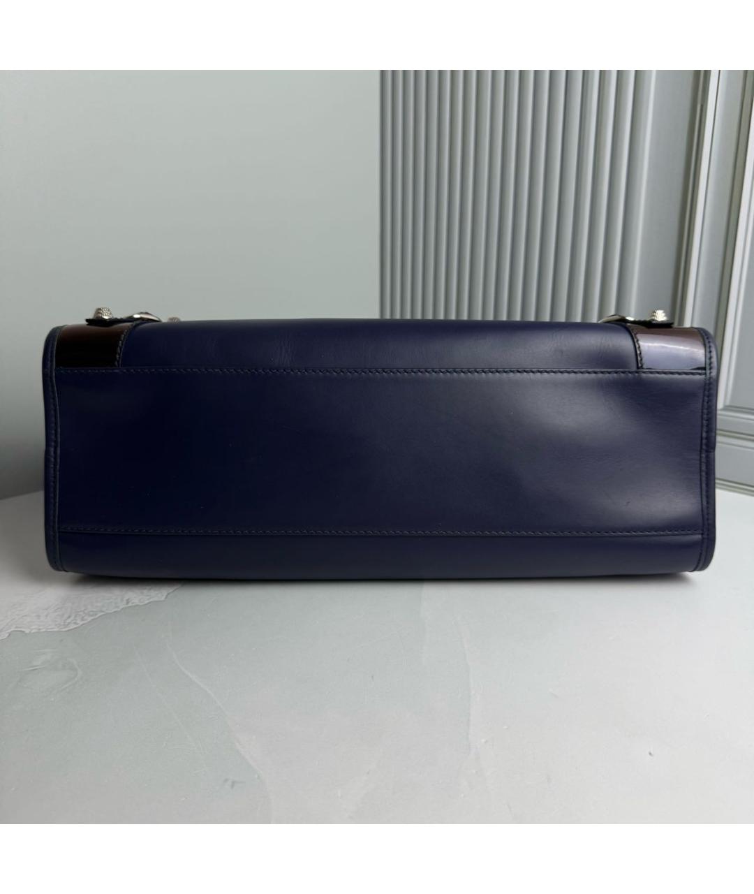 BALENCIAGA Темно-синяя кожаная сумка с короткими ручками, фото 3