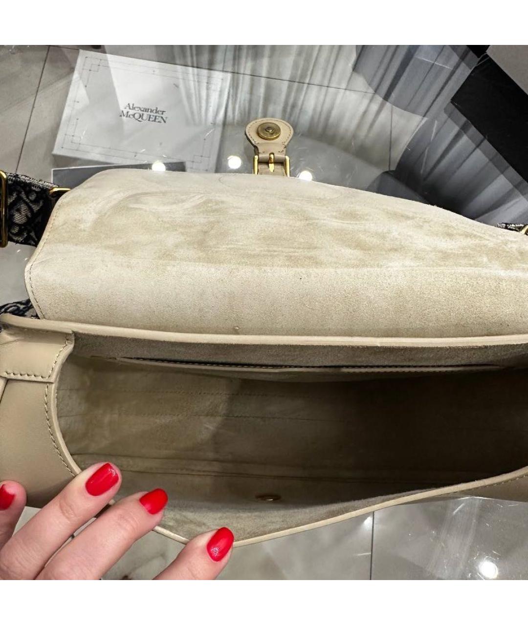 CHRISTIAN DIOR Бежевая кожаная сумка через плечо, фото 8