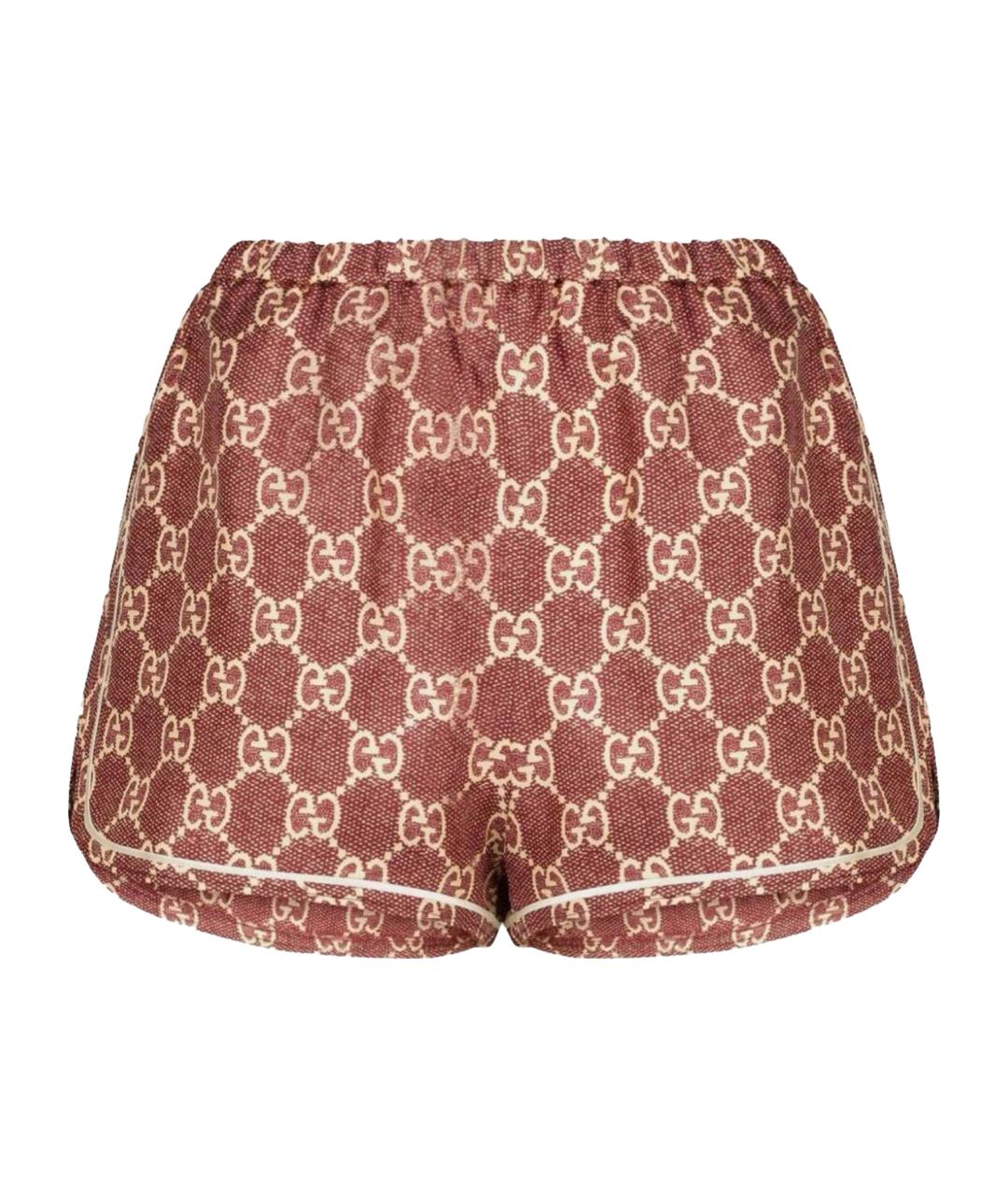 GUCCI Бордовые шелковые шорты, фото 1