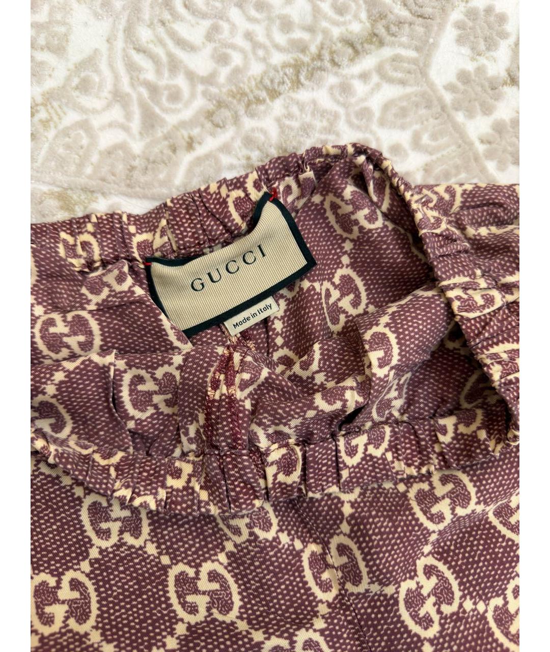 GUCCI Бордовые шелковые шорты, фото 4