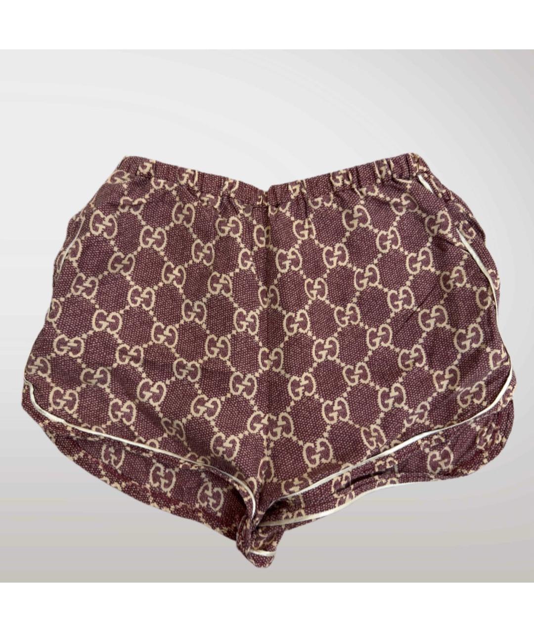 GUCCI Бордовые шелковые шорты, фото 2