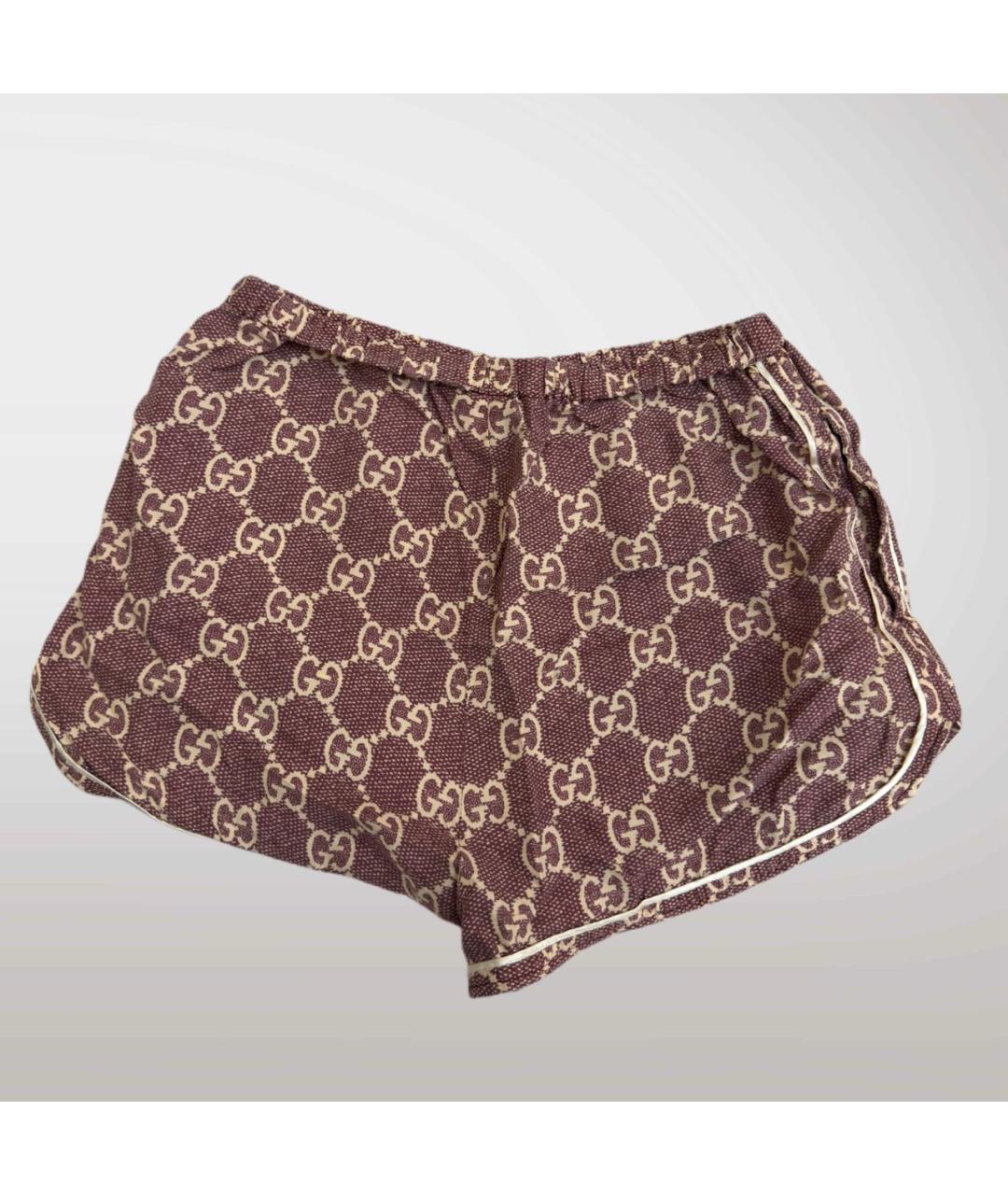 GUCCI Бордовые шелковые шорты, фото 3