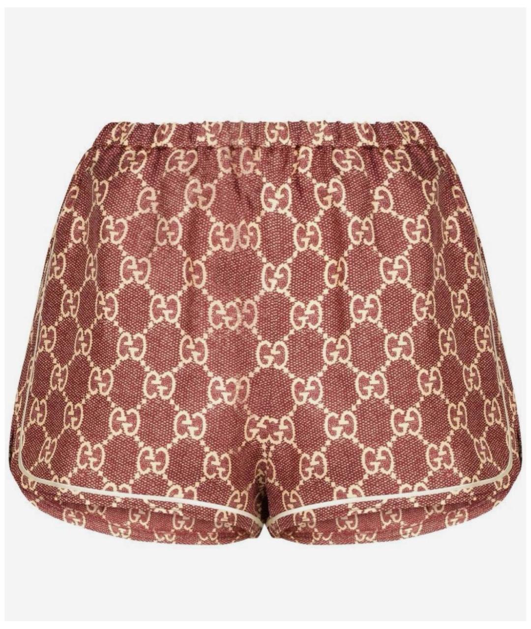GUCCI Бордовые шелковые шорты, фото 5