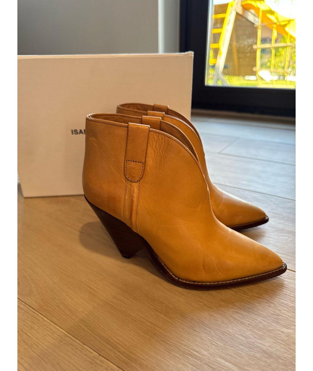 ISABEL MARANT Горчичные кожаные полусапоги, фото 2